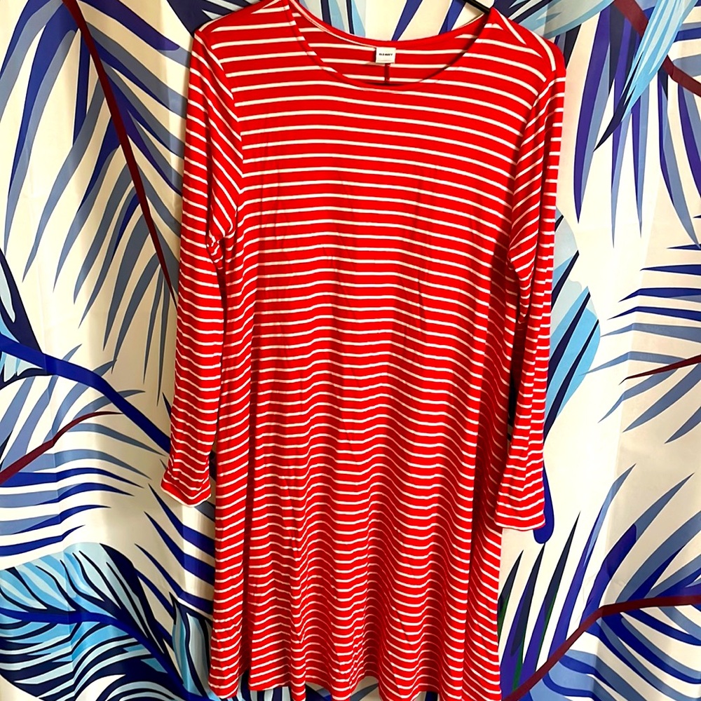 Old Navy Red & White Striped Dress Women’s Size Small